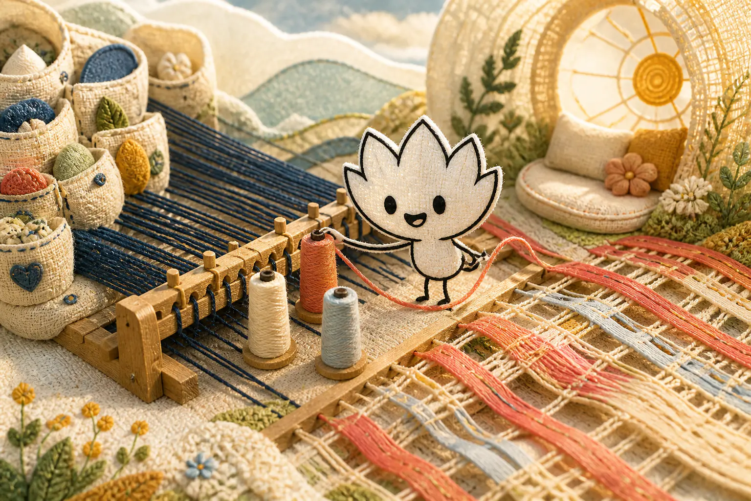 Kiki choisit son propre rythme dans un paysage textile tissé